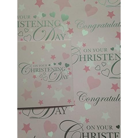 On Your Christening Day Pink Wrapping Paper 2 Sheets + 1 Gift Tag(BGC38982) Cover