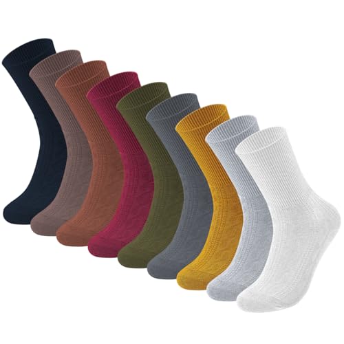 Women Socks Cotton Crew Dress Socks Solid Color for Women Girls Ladies 10 Pack