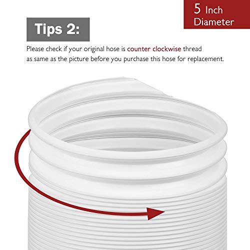 Image of TURBRO Portable Air Conditioner Exhaust Hose, 5 inch Diameter, 78 inch Length | for Portable AC Units, Anti-Clockwise Thread, Sturdy, No-odor PP Construction
