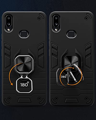 Image of Pikkme D5 Tough Armor Bumper Back Cover Case for Samsung Galaxy A10s |Ring Holder & Kickstand in-Built (Black)