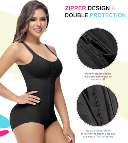 Image of SHAPSHE Fajas Colombianas Moldeadoras Body Shaper Post Surgery Compression Garment Shapewear Tummy Control with Zipper