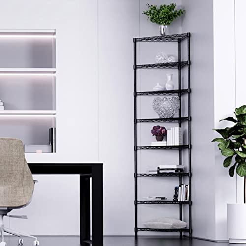 Pouseayar 8-Tier Nsf Metal Corner Shelf Wire Shelving Unit - 400Lbs Capacity, Adjustable, With Leveling Feet - Ideal For Garage, Kitchen, And More - 20" L X 20" D X 82" H - Triangle-Shape - Black #TOP1
