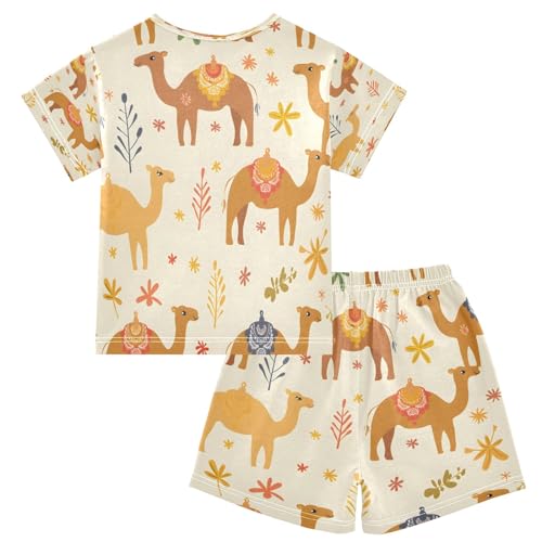 senya Funny Camel Summer Pajamas Set Short Cotton Sleepwear 2 Piece2