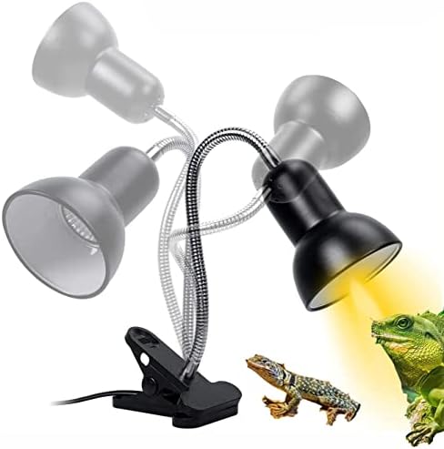Reptile Heat Lamp Holder 360° Rotatable- UVA UVB Bulb Ceramic Pet Heating Clamp Fixture For Reptiles,Aquarium Amphibians Light Adjustable Habitat Lighting Ceramic Heat & Dimmer Switch Stand,110V-130V