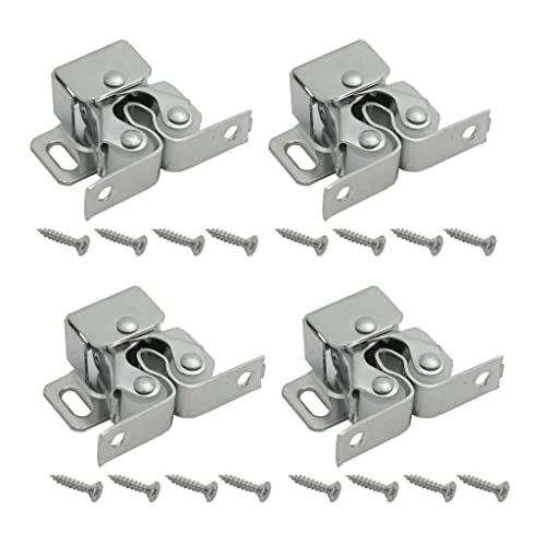 Door Catches Latches Harmac House 4 Pack Double Roller Strong Hold Cupboard Cabinet Door Catches Double Roller Catches Cabinet Catches Door Latches (Bronze) (Silver)