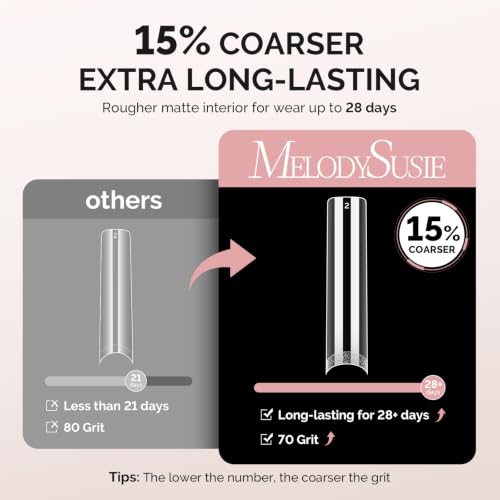 Image of MelodySusie Half Cover Long Square X Nail Tips - 288Pcs 12 Sizes