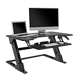 Realspace Standing Desk Riser with Keyboard Tray, 19-5/16'H x 35-7/16' x 20-1/2', Black