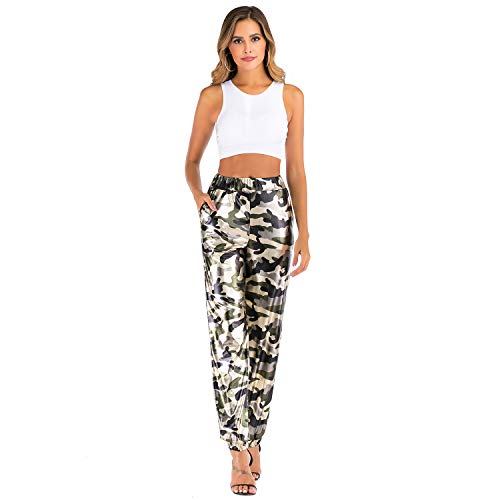 Calça casual, Andoer Calça esportiva casual feminina de cintura alta Calça de moletom Hip Hop Calça