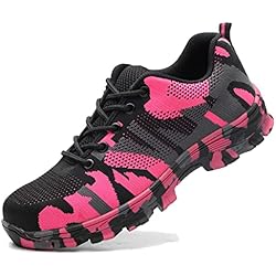 Zapatos De Seguridad Dama frysen Zapatos De Seguridad para Hombre con Puntera De Acero Mujer Calzado De Trabajo Zapatos De Deportivos Transpirables Construcción Botas Trekking Rosa 38 EU