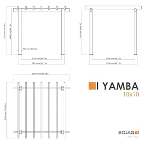 Sojag 10' x 10' x 8' Yamba Outdoor Backyard Pergola Square Shaped Weather-Resistant Aluminum Frame Gazebo, Dark Grey Sojag 10 x 10 x 8 Yamba Outdoor Backyard Pergola Square Shaped Weather Resistant Aluminum Frame Gazebo Dark Grey