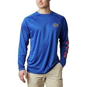 Columbia NCAA Florida Gators Men’s Terminal Tackle Long Sleeve Shirt, Large, FLA – Azul/Spark Orange