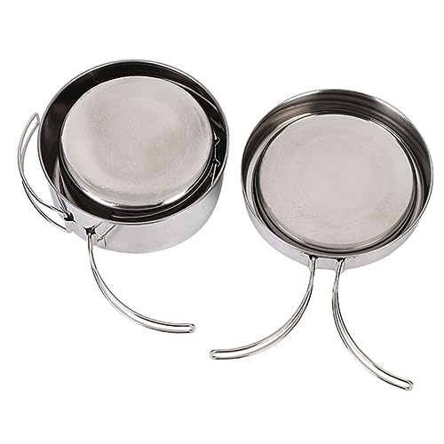 GANAZONO 1set Camping Cookware Stainless Steel for Hiking Outdoor Cooking and Picnics Lightweight Portable Camping Pots and Pans Easy to Clean for People