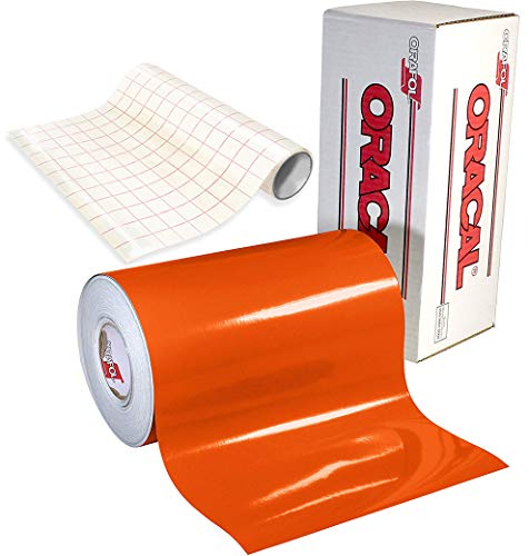 Your Design Oracal brillante naranja adhesivo Craft – Vinilo para Cameo, silueta CriCut cartucho incluido 12 'X 24' libre rollo de papel de transferencia de vvivid claro