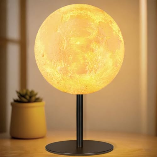 Moon Lamp Small Table Lamp for Bedroom, Dimmable Bedside Table La...