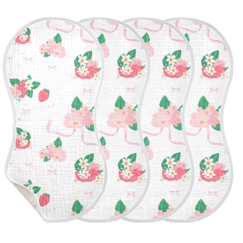 2 Pack Baby Burp Cloths, Soft Absorbent Burping Cloths for Babies, Cotton Milk Spit Up Rags, Large Size for Newborns, Baby Boys and Girls (Floral Pattern)3