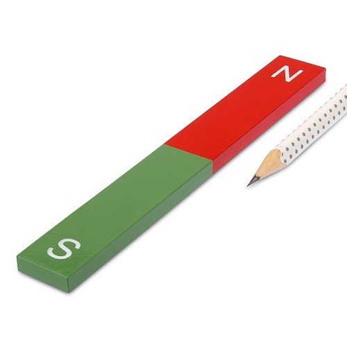magnets4you Quader Stabmagnet lang 150 x 20 x 6 mm, AlNiCo rot/grün lackiert