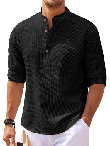 Image of Noble Monk Men Polycotton Solid Regular Shirt || Casual Plain Stylish Shirt for Man || Full Sleeve Band Collar Shirts for Men || Casual Wear for Man