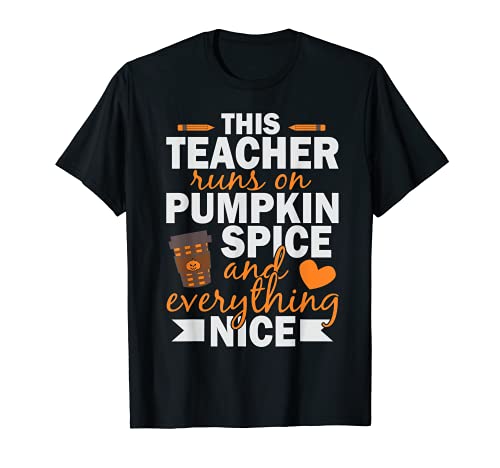 This Teacher Runs on Pumpkin Spice Funny Halloween Costume Maglietta