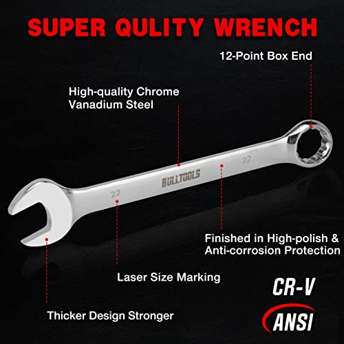 Bulltools CW11-32 32-Piece Combination Wrench Set, Sae And Metric 1/4 Inch-1 Inch & 7Mm-22Mm Wrenches Chrome Vanadium Steel Box End And Open End Standard Wrench Set thumb #1
