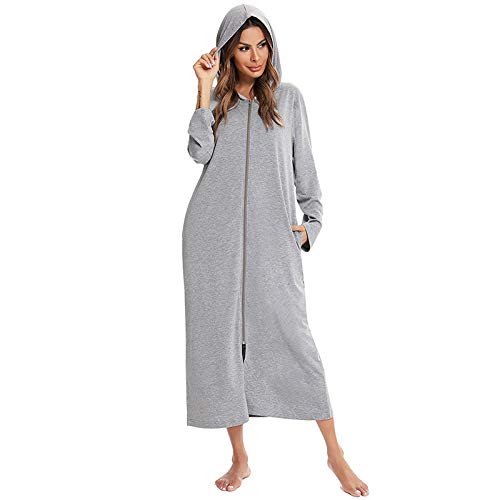 Accapatoio,Accappatoio Uomo,Accappatoio Donna Accappatoio con cappuccio allentato for le donne Vestaglia sottile e Autunno Tessuto morbido Accappatoi da donna cerniera lungo