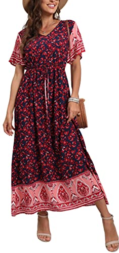 GRECERELLE Womens Summer Dress Wrap V Neck Elegant Wedding Guest Dress