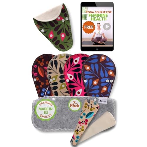Protège-slips lavables TANGA, lot de 7 en coton BIO; Serviettes hygiéniques avec ailes, MADE IN UE; Protection en tissu sans PUL pour pertes blanches & usage quotidien, NE CONVIENT PAS pour les règles