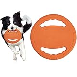 HONGEZEY Indestructible Dog Flying Disc, Steering Wheel Shape Interactive Dog Flyer Toys, Dog Catch Fetch Toys for Small Medium Large Dogs, Floats in Water & Safe on Teeth, 7.87 Inch (Orange, 1Pcs)