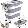 HOYTAMDAR 25-28lbs Dog Food Storage Container, Collapsible Dog Food Container, Wheels, Handle, Airtight Pet Food Storage Container, Scoop, Small Dry Container For Dog Cat Bird Food
