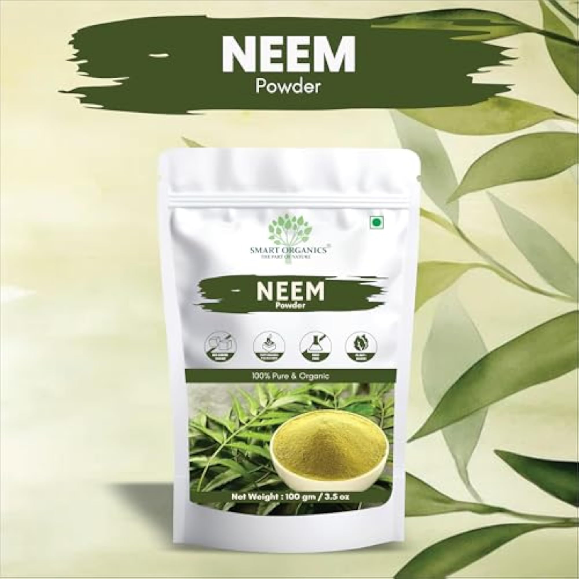 Smart Organics 100% Pure Neem Powder 100g, Herbal Supplement