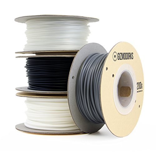 Gizmo Dorks ABS Filament for 3D Printers 3mm (2.85mm) 200g, 4 Color Pack - Black, Grey, Transparent, White