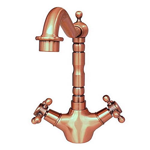 Mitigeur d'évier en cuivre rouge antique LUNEZY au design d'époque raffiné