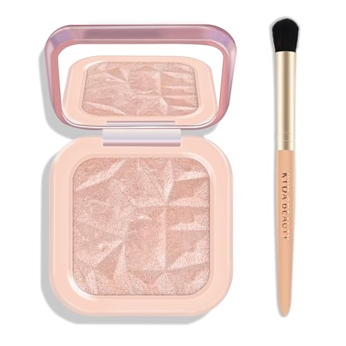 Highlighter Makeup Palette, High Glossy Face Illuminator Palette, Pearl Shimmer Smooth Baked Powder with Natural Glow Finish, Facial Glitter Lasting Sparkling Luminizers Highlighter-DAWN GLOW