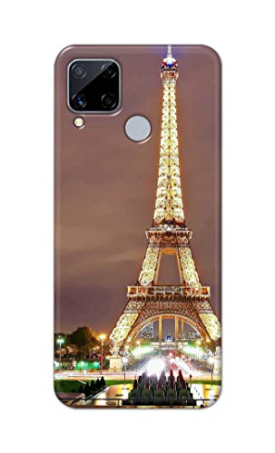 Image of PRINTFIDAA Lovers Famous Place Eiffel Tower in Paris Printed Designer Hard Case for Realme C15 / Realme C12 / Realme Narzo 20 / Realme Narzo 30A (2021) Back Cover -(e) RPM1009