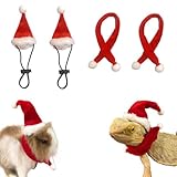 SEIS 2 Pcs Small Animal Christmas Hat and Scarf Set Guinea Pig Costume Rat Cap Rabbit Clothing Xmas Gift Clothes Outfit for Sugar Glider Hamster Chinchilla Ferret Lizard (Christmas)