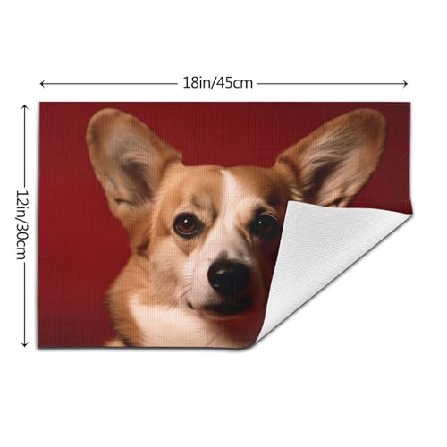 Set de table tissé Corgi en PVC lavable et antidérapant pour table de cuisine x4