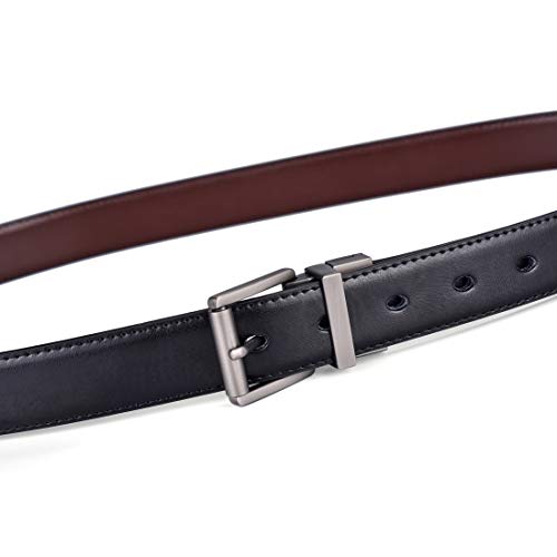 Image of Beltox Men's Belt Dress Casual Reversible Leather 1.1 inch w Roller Buckle Rotated