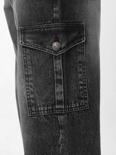 Image of Neostreak Men's Loose Baggy Fit Washed Cargo Jeans with 6 Pockets Non-Stretchable