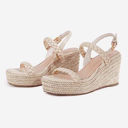Trish Lucia Womens Espadrille Wedge Sandals Platform Braided Open Toe High Heel Ankle Strap Buckle Summer Causal Dress Shoes3