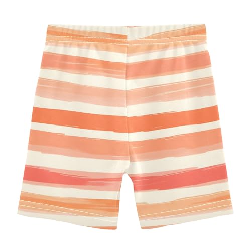 Cartoon Color Orange Strip Girls Shorts Elastic Waist Sports Shorts Girls Leggings Pants for 4-10 Years2