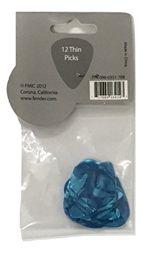 Image of Fender Premium Celluloid Guitar Picks 351 Shape, Ocean Turquoise, Thin, 12-Pack