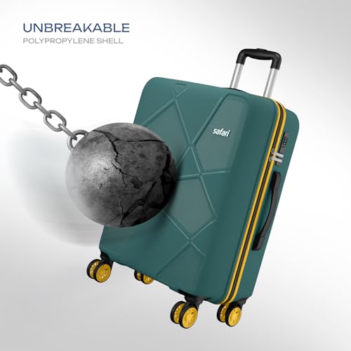 Image of Safari Pentagon Neo 8 Wheels 66Cm Medium Checkin Trolley Bag Hard Case Polypropylene, 360 Degree Wheeling Luggage, Travel Bag, Suitcase for Travel, Trolley Bags for Travel, Sage Green
