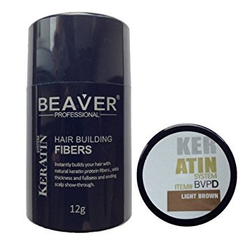 Beaver Cosmetic Co.,Ltd Light Brown Beaver Professional Keratin Hair Building Fibres, Instant Hair Loss Concealer, - 12Gr Size 8
