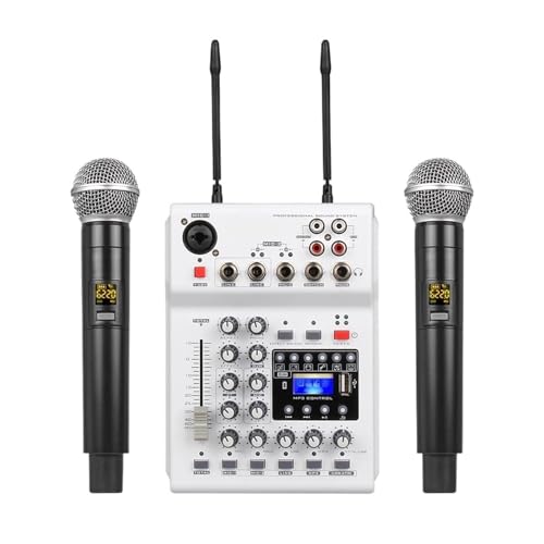UHFオーディオミキサー、DJコンソール、ウェブキャスト、バンド、教会向けデュアルチャンネルワイヤレスマイクサウンドカード クリアなサウンドと高忠実度録音