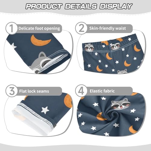 J JOYSAY Raccoon Star Moon Blue Girls Leggings Soft Comfortable Stretchy Kids Toddler Leggings Size 4-10T3