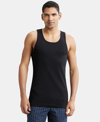 Image of Jockey 9922 Men's Super Combed Cotton Rib Racer Back Styling Round Neck Gym Vest (Pack of 2)