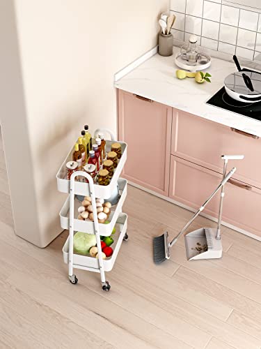 Murri&Murrdi Fruit Vegetable Storage Basket, 3 Tier Stackable Wire Storage Baskets With Wheels, Produce Organizer Bins, Rack Storage Cart For Pantry Bathroom Kitchen Garden（3 Layer D White） #TOP6