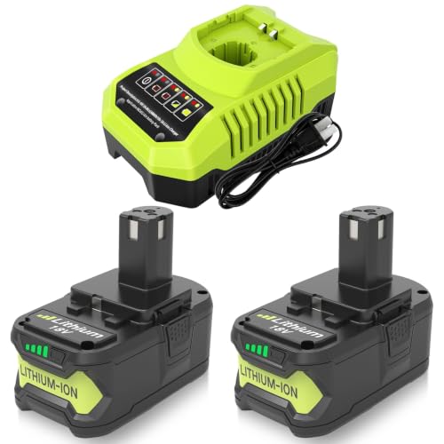Image of 2Pack 8000mAh Replacement for Ryobi 18 Volt Battery and Charger Kit