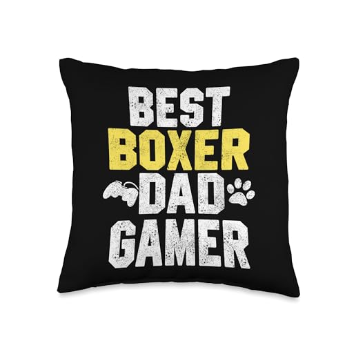 Best Boxer Dad Gamer Boxer Dog Owner Video Game Lovers Throw Pillow