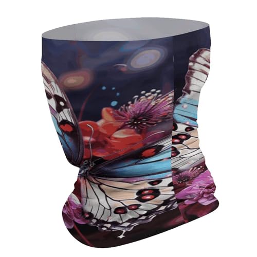 Pasamontañas balaclava elástica para hombre y mujer con mariposas coloridas sobre flores para clima frío, bufanda cuello, banda a prueba de viento para motocicleta, ciclismo, esquí y fiestas miniatura 3