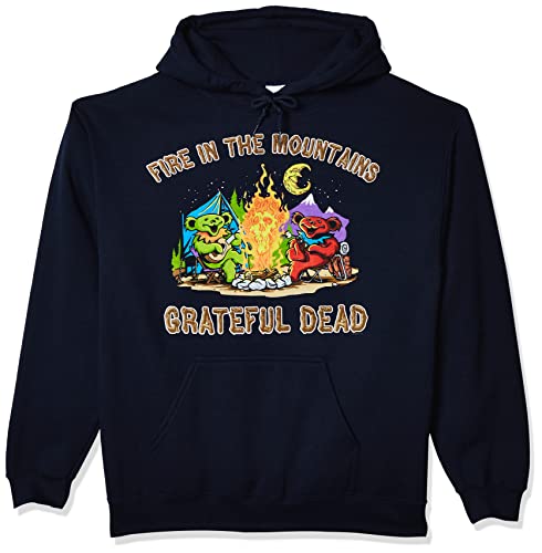 Liquid Blue Mens Plus-Size Grateful Dead Fire in The Mountain Dancing Bears Pullover Hooded Sweatshirt Navy Large